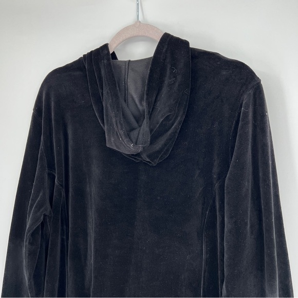 Style & Co. Woman Sport Black Velour Hooded Zipper Long Sleeve Pocketed Jacket - Picture 2 of 7
